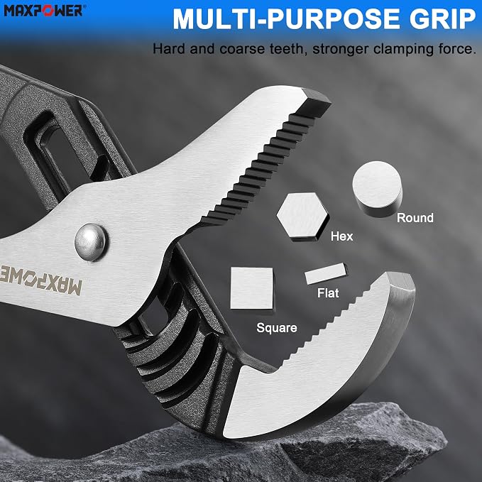 MAXPOWER 16-inch Groove Joint Pliers, 3.34-inch Jaw Opening | Straight Jaw Pump Pliers, 90° Serrated Teeth, Forged Steel