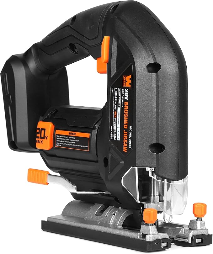 WEN Cordless Jigsaw, Variable Speed with 20V Max 2.0 Ah Lithium Ion Battery and Charger (20661)