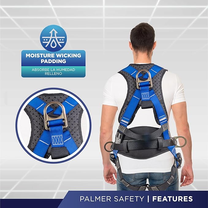 Hammerhead 5pt Safety Harness Back Padded, QCB Chest, Tongue Buckel Legs Straps, Back & Side D-Rings