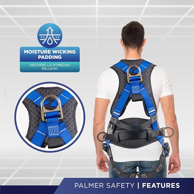 Hammerhead 5pt Safety Harness Back Padded, QCB Chest, Tongue Buckel Legs Straps, Back & Side D-Rings