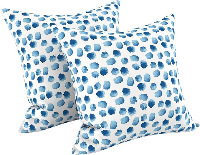 LVTXIII Outdoor Throw Pillows, Decorative Throw Pillows with Inserts, 16"x16" Square Pillows for Bed, Couch, Sofa and Patio Furniture, Set of 2, Brush Blue