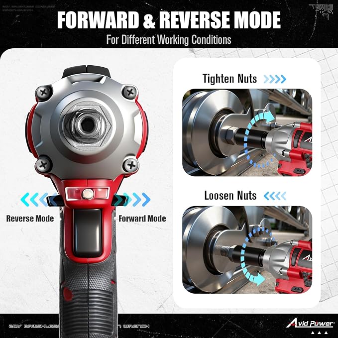 AVID POWER Cordless Impact Wrench/Gun Kit 1/2 inch Brushless Impact Drill | 332ft-lbs (450N.M), Battery, 2 Variable Speeds, 4 PCS Sockets, Charger, Tool bag for Tire Changes, Lug Nut & Bolts Removal