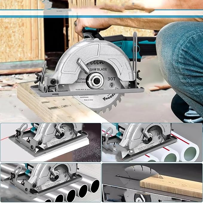 Compact Brushless Cordless Circular Saw Compatible with Makita 18V Battery, 20mm Arbor,Max Cutting Depth 1-7/10"(90°)