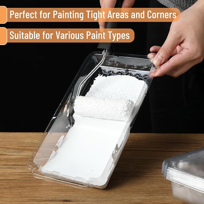Bates- Paint Rollers, 4 inch Paint Roller with 10 Covers, Cream, Wall Painting Tool