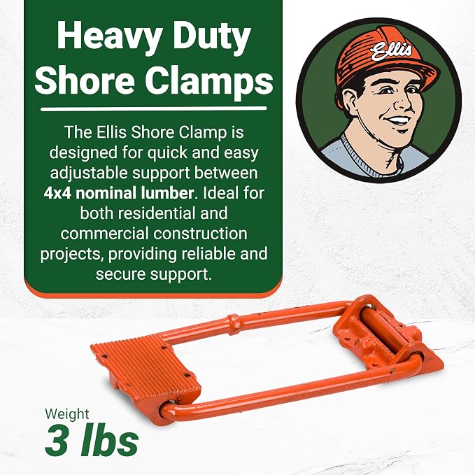 Ellis Shore Clamps - 4x4 Lumber Size, Adjustable Support System, Durable & Secure, Long-Lasting for Woodworking