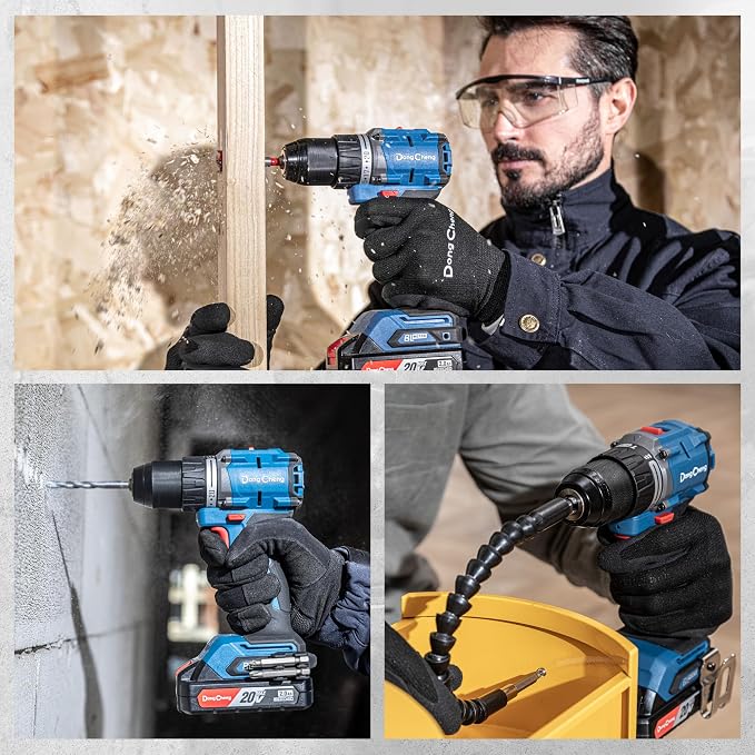 Dong Cheng 20V Brushless Heavy-duty Impact Drill Bare Tool, 531 in.lbs, 1/2" Keyless All Metal Chuck, 20+1+1 Clutch for Drilling Brick Wall, Metal, Wood (Bare Tool)