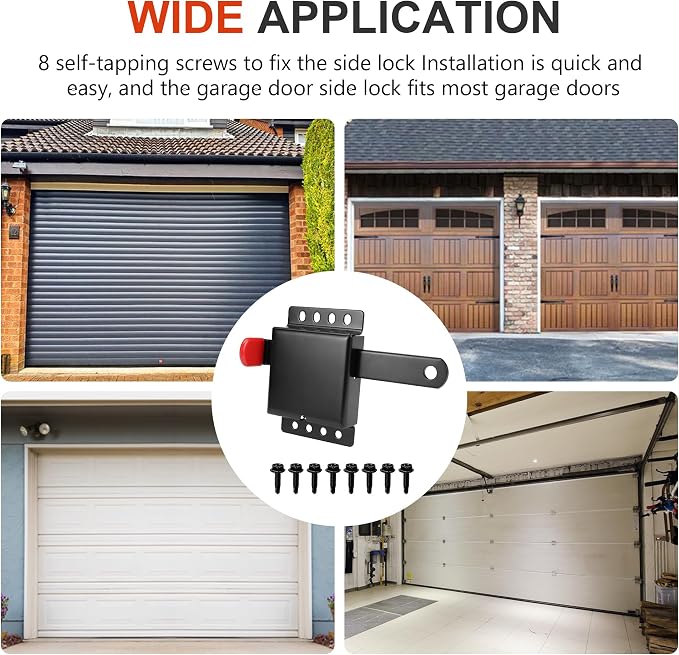 Heavy Duty Max Garage Door Side Lock Inside Deadlock for Most Garage Door Iron Galvanizing -1 Pack, Black