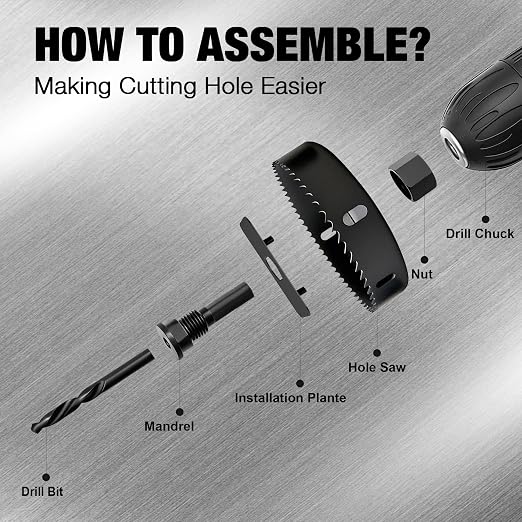 KATA Hole Saw Kit, 24PCS Hole Saw Set with 3/4"-6"(19-152mm) Multi-Size Saw Blades, Precision Hole Saw Drill Bit Kit with Mandrels & Solid Storage Case Cutting for Drywall, Soft Wood, PVC, Plastic