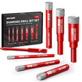 DAYDOOR Dry Diamond Drill Bits Set, 3/16" 1/4" 5/16" 3/8" 1/2" 5/8" Diamond Hole Saw Kit for Porcelain Tile Ceramic Glass Marble Granite, Tile Drill Bits with Cooling Wax, Round Shank (7-Piece)