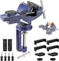 Table Vise, 3" Bench Vise Universal Rotate 360° Work Clamp-On Vise, Table Vice clamp With Multifunctional Jaw for Woodworking, Drilling, Sawing, Metal Working