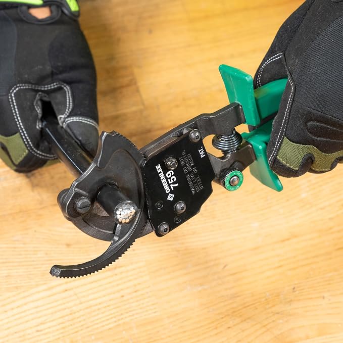 Greenlee 759 10-1/2" Compact Ratchet Cable Cutter for Copper, Aluminum, and Communications Cable