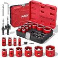 KATA Bi-Metal Hole Saw Kit for Metal & Wood - 16PCS Deep Cut 48mm Hole Saw Set 3/4" - 2-1/2"(19-64mm) with Arbors in Solid Case - Fast Chip Removal Holesaw Cutter for Electrician, Plumber, DIY
