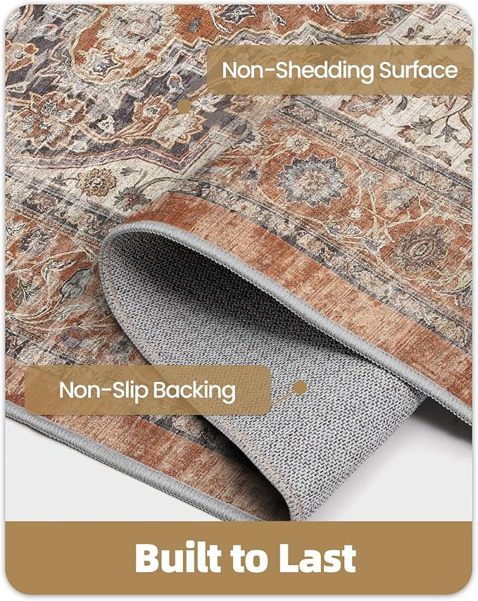 Color&Geometry Vintage Kitchen Rugs Sets of 3, Machine Washable 4mm Ultra Thin Stain Resistant Kitchen Floor Mats, Non Slip TPE Backing Runner for Sink,Hallway,Laundry,Entryway (2x3+2x5+2x7)