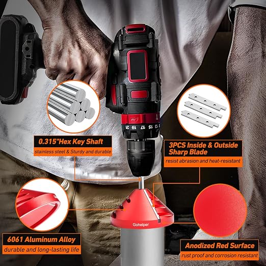 2 in 1 Inner-Outer PVC Deburring Tool, PVC Chamfer Tool, Pipe Deburring Reamer Plumbing Tool for OD 0.92" to 3.89", ID 0.75" to 3.5" PVC, CPVC, ABS, PP, PE Pipe