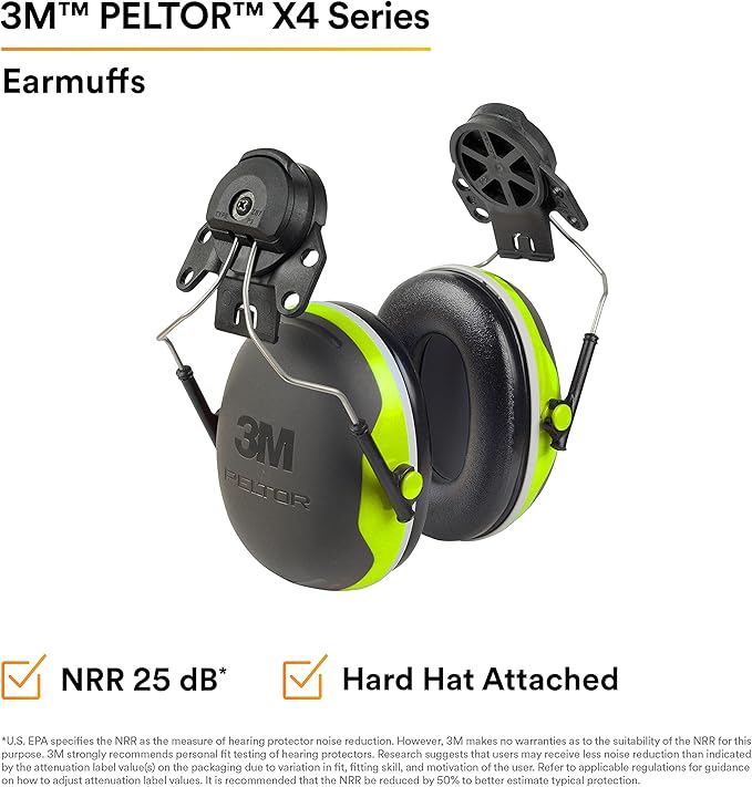 3M PELTOR Hearing Protection Earmuffs, X4 Series Noise Protection, Construction, Manufacturing, Assembly, Sanding