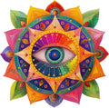 Mys Aurora Mandala Wooden Puzzles for Adults, 500 Piece Unique Shaped Wood Evil Eye Jigsaw Puzzles for Adults and Kids, Fun Challenging Puzzles Family Game Gift, 16.5'' x 16.4''