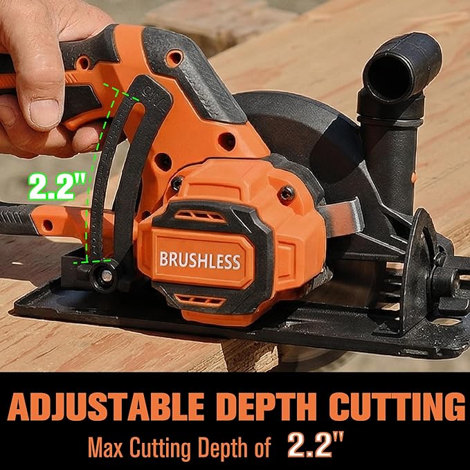 6-Inch 21V Brushless Cordless Circular Saw with 2 x 4.0Ah Lithium Batteries – Electric Cutting Circular Saw with 3 Saw Blades for Wood, Metal, Tile, Drywall, Plastic Cutting