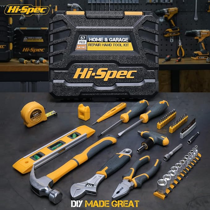 Hi-Spec Home Garage DIY Tool Kit Car Bike and Household Repairs with Case