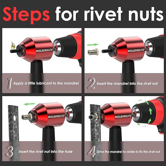 Rivet Nut Drill Adaptor Tool Kit Contains 290 Rivet Nuts and 13 mandrels