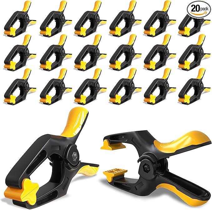 EQUIPTZ Spring Clamps 3 inch - 20 Pack Clamps for Backdrop Stand, Tarps, Crafts & Pool Cover with 1.5 Inch Mouth Opening - Small Clamps for Photography Studio with Non-Detachable Jaw Pads