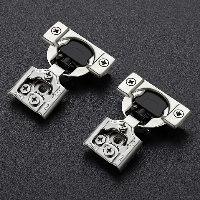 Ravinte 2 Pack 1 Pair 1/2 inch Overlay Soft Close Kitchen Cabinet Hinges Stainless Steel Adjustable Kitchen Hinges Satin Nickel Cabinet Hardware