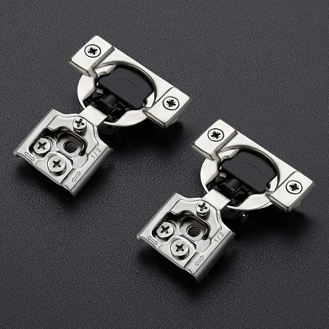 Ravinte 30 Pack 15 Pair 1/2 inch Overlay Soft Close Kitchen Cabinet Hinges Stainless Steel Adjustable Kitchen Hinges Satin Nickel Cabinet Hardware
