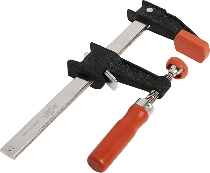 Bessey Clutch Style Bar Clamps - 6 In 600 lb - GSCC2.506 - Woodworking Clamps with Ergonomic Handle, Non-Marring Pads, Durable Cast-Iron Jaws & Serrated Rail for Carpentry & Cabinetry