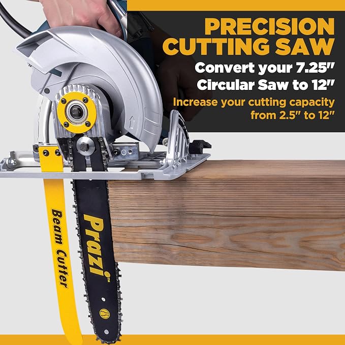 Prazi 12" Beam Cutter Attachment for Circular Saws – For 7-1/4" Circular Saws, Non-Worm Drive – Increase Cut Depth from 2-1/2” to 12”