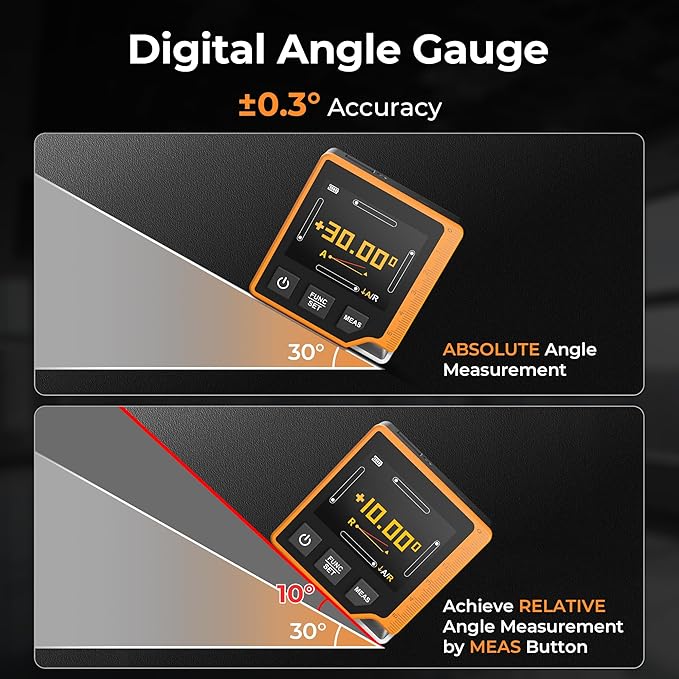 Laser Measuring Tool, 262ft Laser Measure with Digital Angle Finder & Level, Magnetic Rechargeable Laser Measurement Tool with 2.4'' Color Backlit Display, 6 Units, Length/Area/Volume/Pythagorean Mode