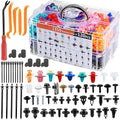 1430Pcs Car Interior & Exterior Retainer Clips - 47 Sizes Assorted Colorful Push Pins & Metal Screws. 3-Tier Box Auto Fastener Kit with Orange Pry Tools for Bumper Door (1430Pcs)
