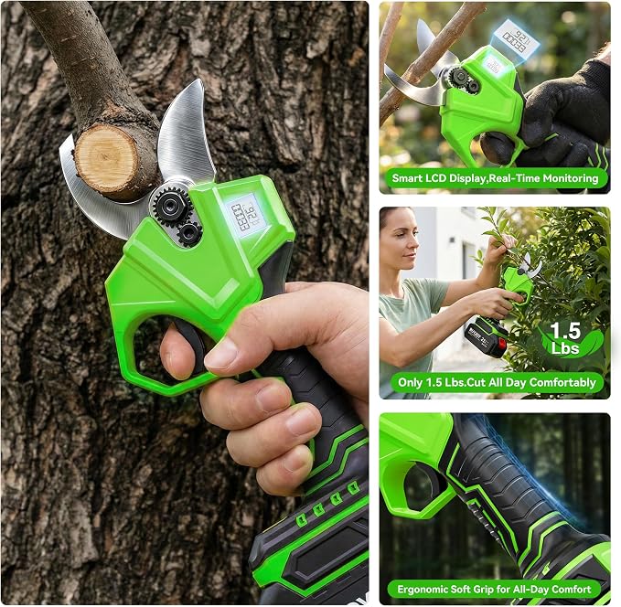 BUYJOY 2-in-1 Mini Chainsaw & Electric Pruning Shears, 1.8" Cutting Capacity, 8 Inch Cordless Chainsaw with 2 x 4.0Ah Batteries, Battery Powered Branch Cutter for Tree Trimming and Garden Pruning
