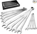 SK 6 Point Bolt Extractor Wrench Set, Metric 8-19mm, 12-Piece, Extra Long | Combination Wrench Set for Rounded and Stripped Bolts Removal, Mirror Krome Finish, Premium CR-MO Steel