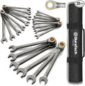 DURATECH Anti-Slip Ratcheting Wrench Set, 22-piece, Metric & SAE | Combination Wrench Set, 1/4" to 3/4" & 6-18mm, 72-Tooth, CR-V Steel, Nickel Plating