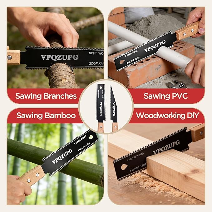 Japanese Hand Saw,Hand Saw, Woodworking Tools, 6-Inch Pull Saw,Flexible Double-Edge Blade 17/11 TPI