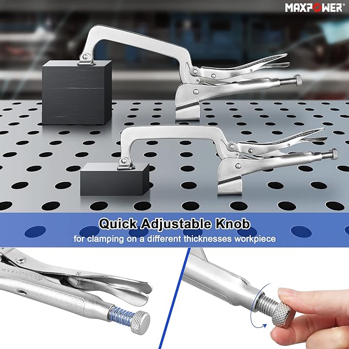 MAXPOWER Bench Clamp 14-inch, Inserta Pliers with M8 Bolts, Welding Table Locking Clamps, Pack of 2