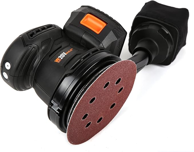 WEN Cordless Orbital Sander, Brushless with 5-Inch Random Orbit Pad, 20V Max 2.0 Ah Lithium-Ion Battery and Charger (20405),Black