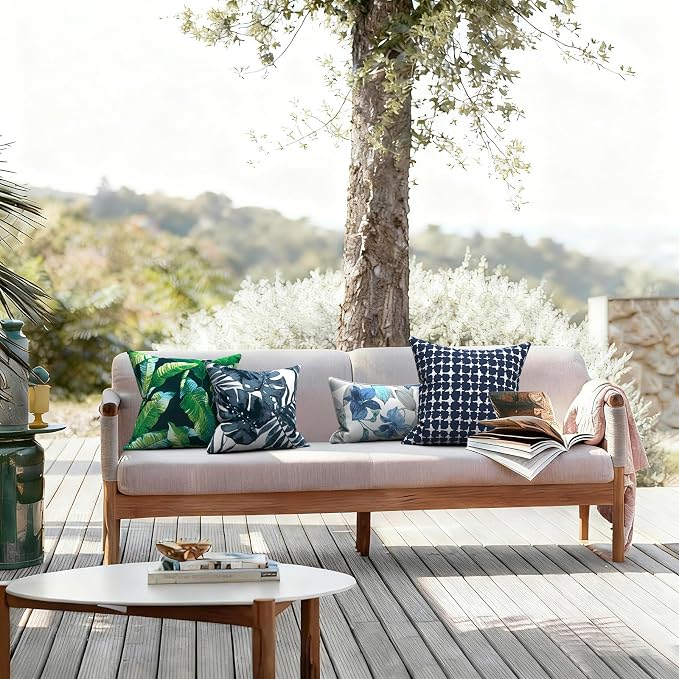 LVTXIII Outdoor/Indoor Throw Pillows, Decorative Throw Pillows with Inserts, 18"x18" Square Pillows for Bed, Couch, Sofa and Patio Furniture (Set of 2, Hanalei Lagoon)