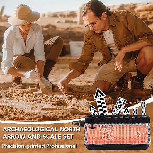 Maitys 9 Pack Archaeological North Arrow and Scale Set, Geology Photography Professional Measuring Scale Ruler with Case Archaeological Excavation Photo Reference Ruler for Artifact Documentation
