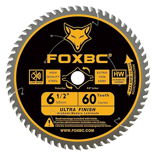 FOXBC 6-1/2 inch Circular Saw Blade 40T 60T Combo Pack, Ultra Fine Finish for Wood Cutting, Thin-Kerf with 5/8" Arbor