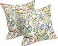 LVTXIII 2 Pack Outdoor Pillows 18x18 Inch, Square Throw Pillows with Inserts, Decorative Water-Repellent Pillow Cushions for Patio Furniture and Garden Sofa, Paisley Botanical