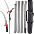 Walensee Pole Saws for Tree Trimming, Extendable Tree Pruner,Manual Branch Timmer with Blade and Scissors High Branches Pruning Fiberglass Pole Pruner and Cutter Garden Tool with Storage Bag 7.2-27FT