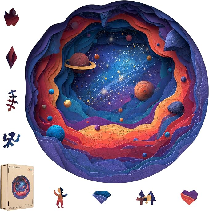 MEATRN 500 Pieces Puzzles for Adults - Solar System Planets Wooden Jigsaw Puzzles, Educational Toys for Adults and Teens, Stress Relief Wood Puzzles Game, Wall Decoration, 16.5x16.4 in