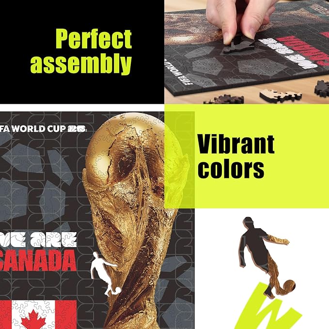 FIFA Canada Poster-2 Wooden Puzzle for Adult, 200 Pieces Irregular Shape Puzzle, 5MM Thick, Creative Collectible Gift for Fans, Officially Licensed Product, 9.3 x 12