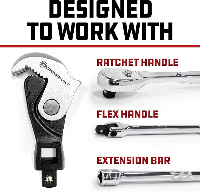 Powerbuilt 3 Piece Spring-Loaded Crowfoot Wrench Set, Adjustable, Auto Size, Universal Wrench, Self-Adjusting, Power Grip, Storage Tray - 642963