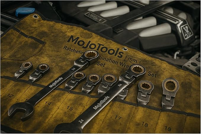 13mm Flex-Head Ratcheting Combination Wrench, Metric Standard, 72-Tooth 12-Point Ratchet Box End & Open-End Spanner, CR-V Steel, Nickel-Plated for Durability