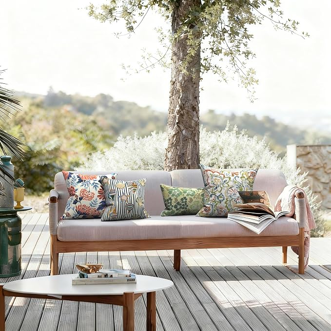 LVTXIII Outdoor Pillows 20x20 Inch, 2 Pack Large Decorative Square Throw Pillows with Inserts for Couch, Bed, Floor Seating, Patio Furniture, Paisley Botanical
