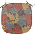 Lunarable Fall Leaves Chair Seating Cushion, Large Leaf Silhouettes in Earth Tones, Anti-Slip Seat Padding for Kitchen & Patio, 16"x16", Paprika Multicolor