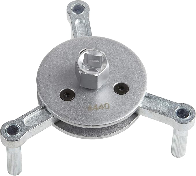 OTC 4440 Heavy Duty 3-Leg Standard Oil Filter Wrench | Self Gripping Design Offers True Universal Fit from 3" to 4-3/4"; 1/2" Square Drive with 21mm Hex Option