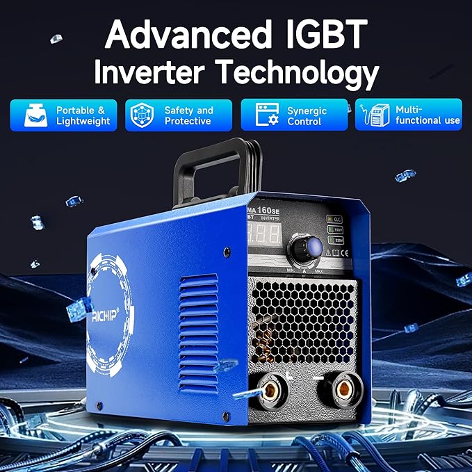 RILAND 160A Stick Welder, 110V/220V ARC/Lift TIG Welding Machine, IGBT Inverter Portable MMA Welders with Hot Start, Arc force and Anti-Stick for Home & Light Industry