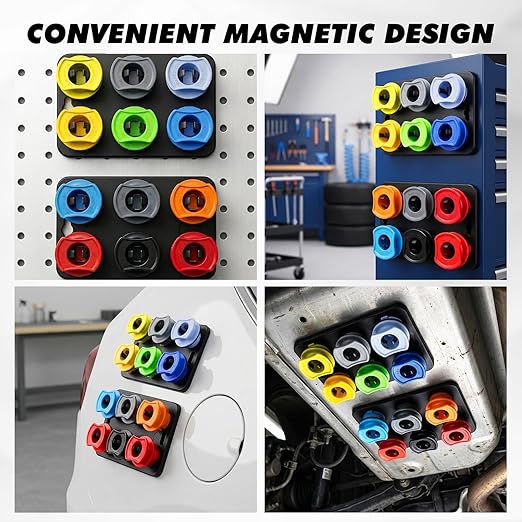 20-Piece Engine Oil Funnel Kit, 1.59QT/1.5L Oil Funnel Set with 12 Adapters, Siphon Hose Pump, Towel, Elbow Fitting, Arrow Screen and Magnetic Storage Hooks Tray, Compatible with GM/Ford/BMW/Audi Etc.